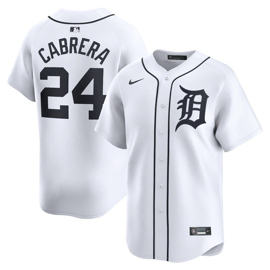 Men Detroit Tigers 24 Miguel Cabrera Nike White Home Limited Player MLB Jersey